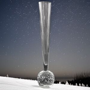 Vtg Bubble Art Glass Bud Vase Paperweight Hand Blown ICY Clear Boiling Affect